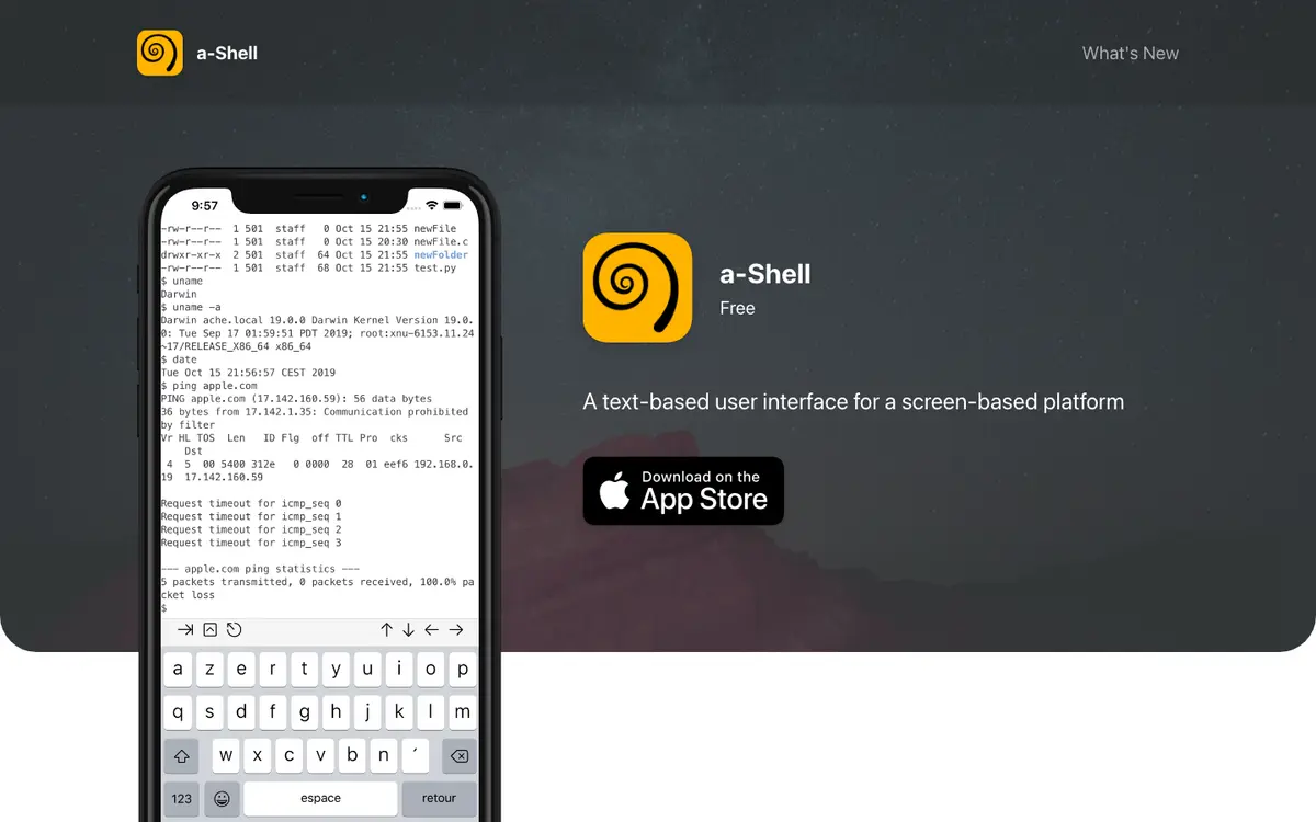 a-Shell homepage screenshot