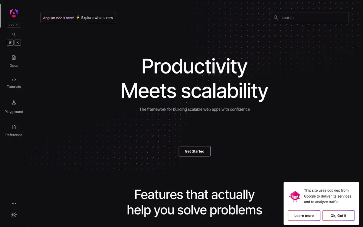 Angular homepage screenshot