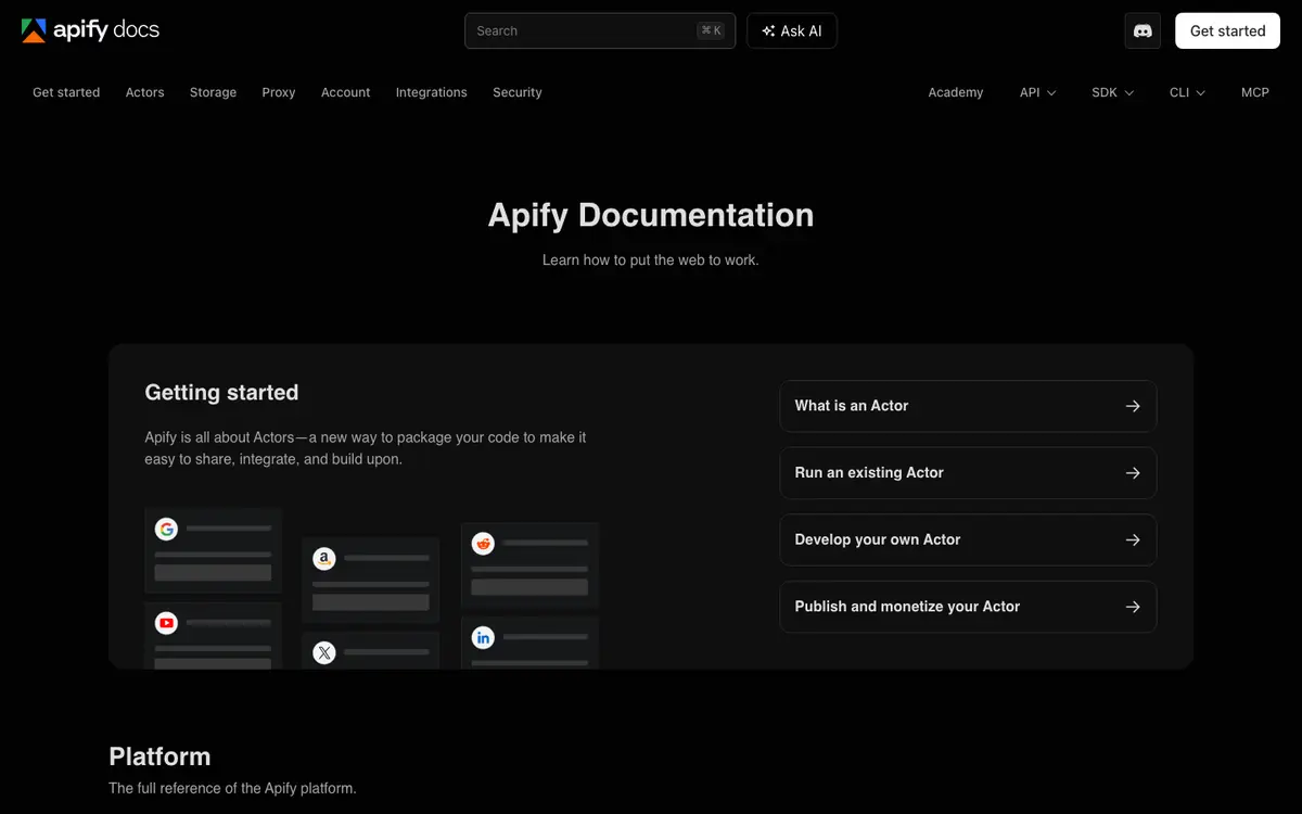 Apify docs screenshot