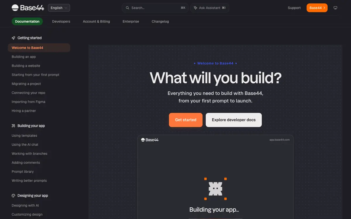 Base44 docs screenshot