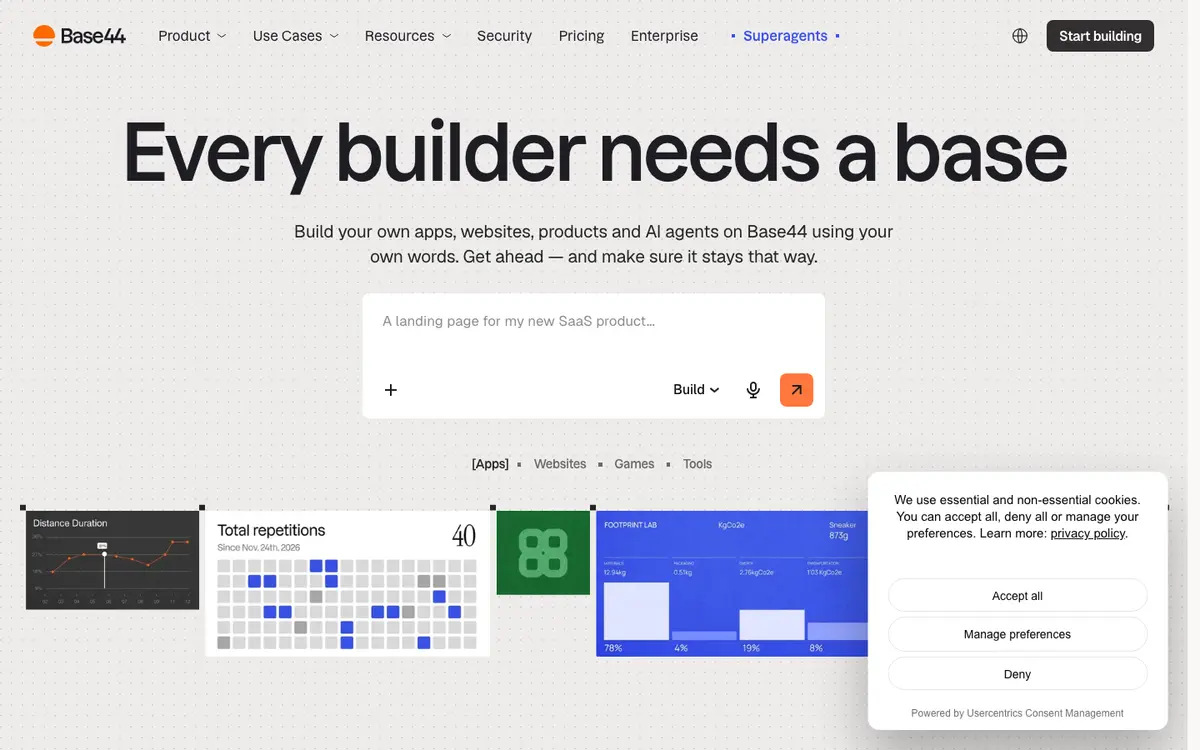 Base44 homepage screenshot