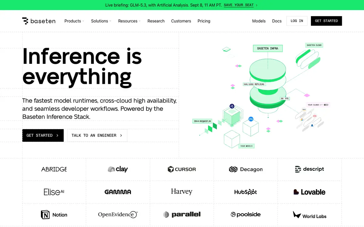 Baseten homepage screenshot