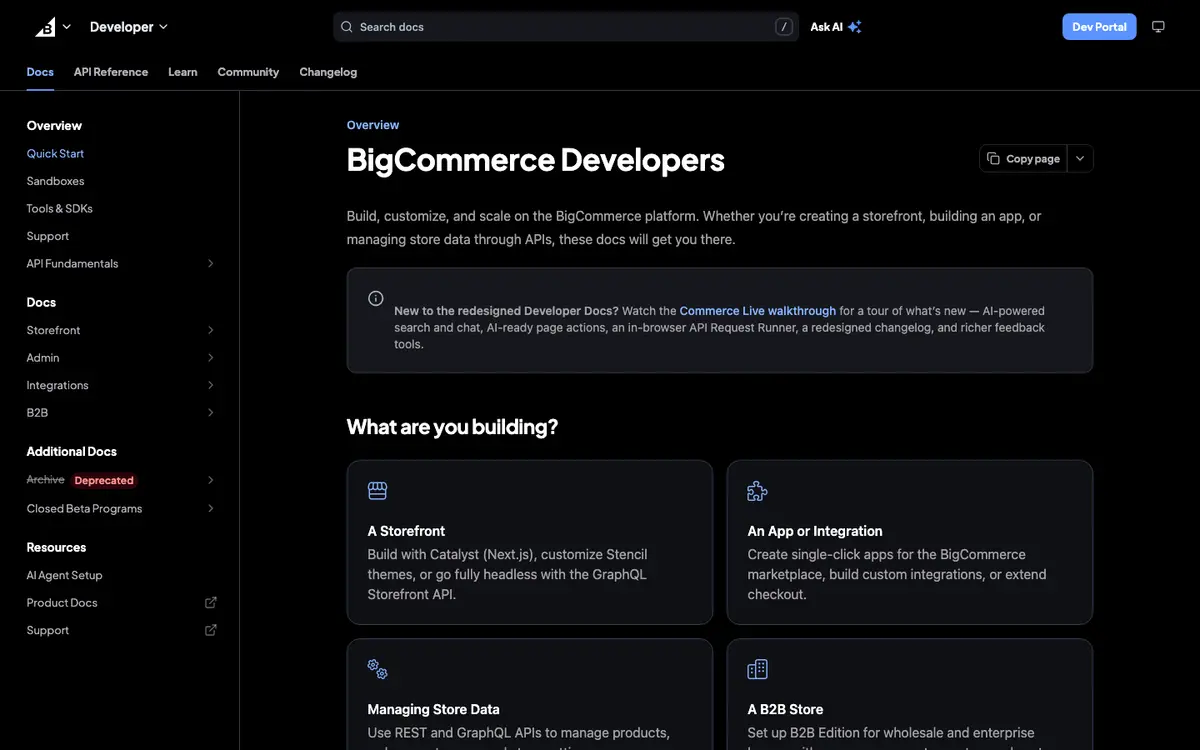 BigCommerce docs screenshot