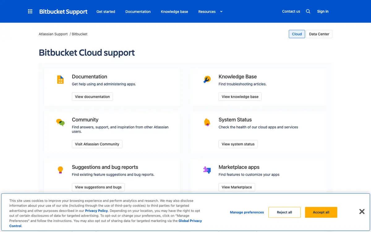 Bitbucket docs screenshot