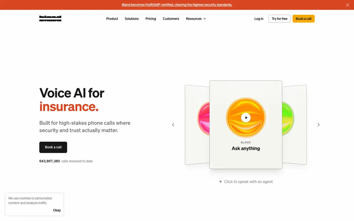 Bland homepage screenshot