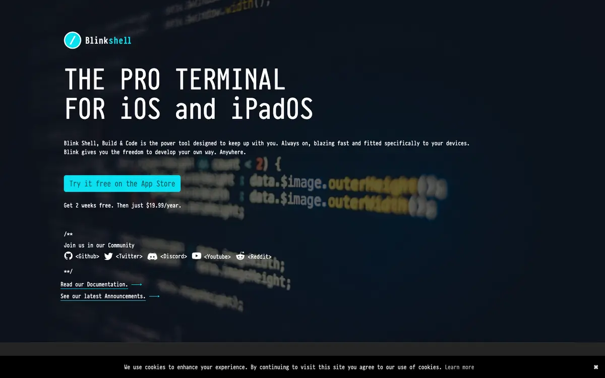 Blink Shell homepage screenshot