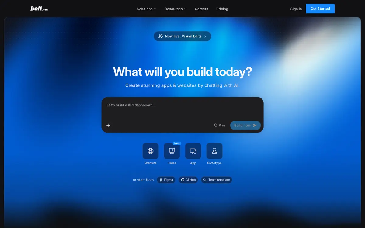 Bolt.new homepage screenshot