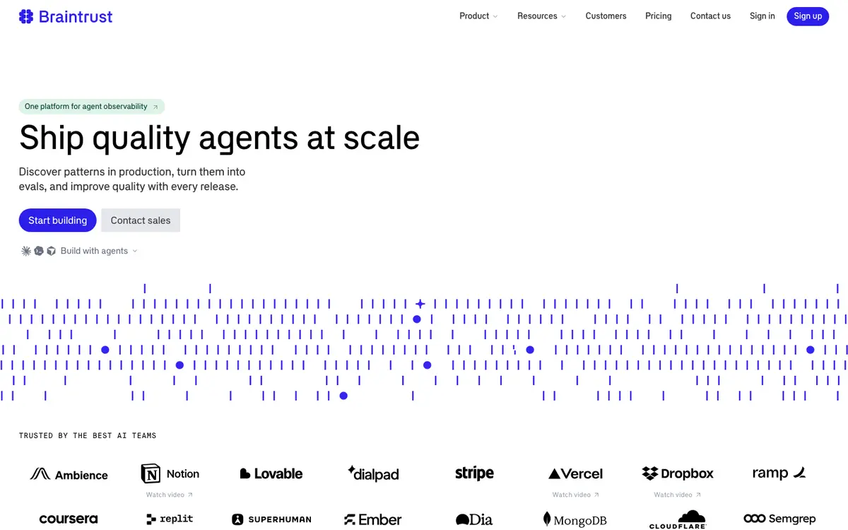 Braintrust homepage screenshot