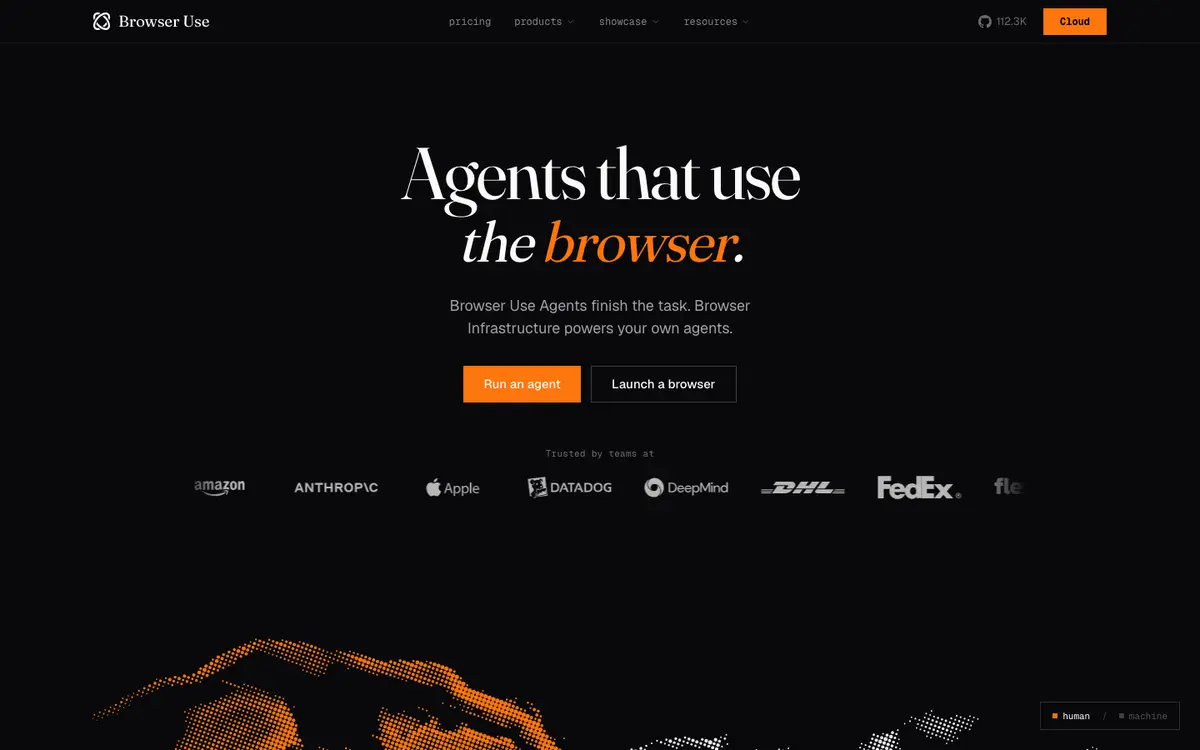 Browser Use homepage screenshot