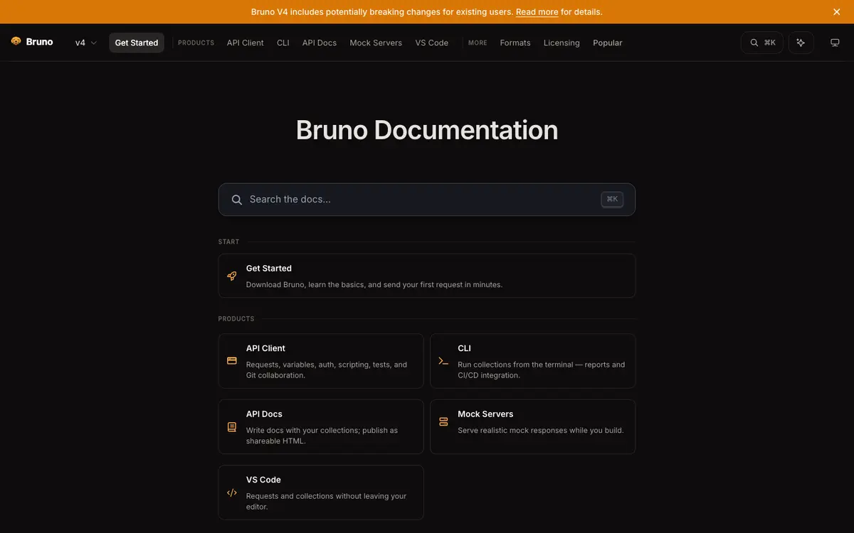 Bruno docs screenshot