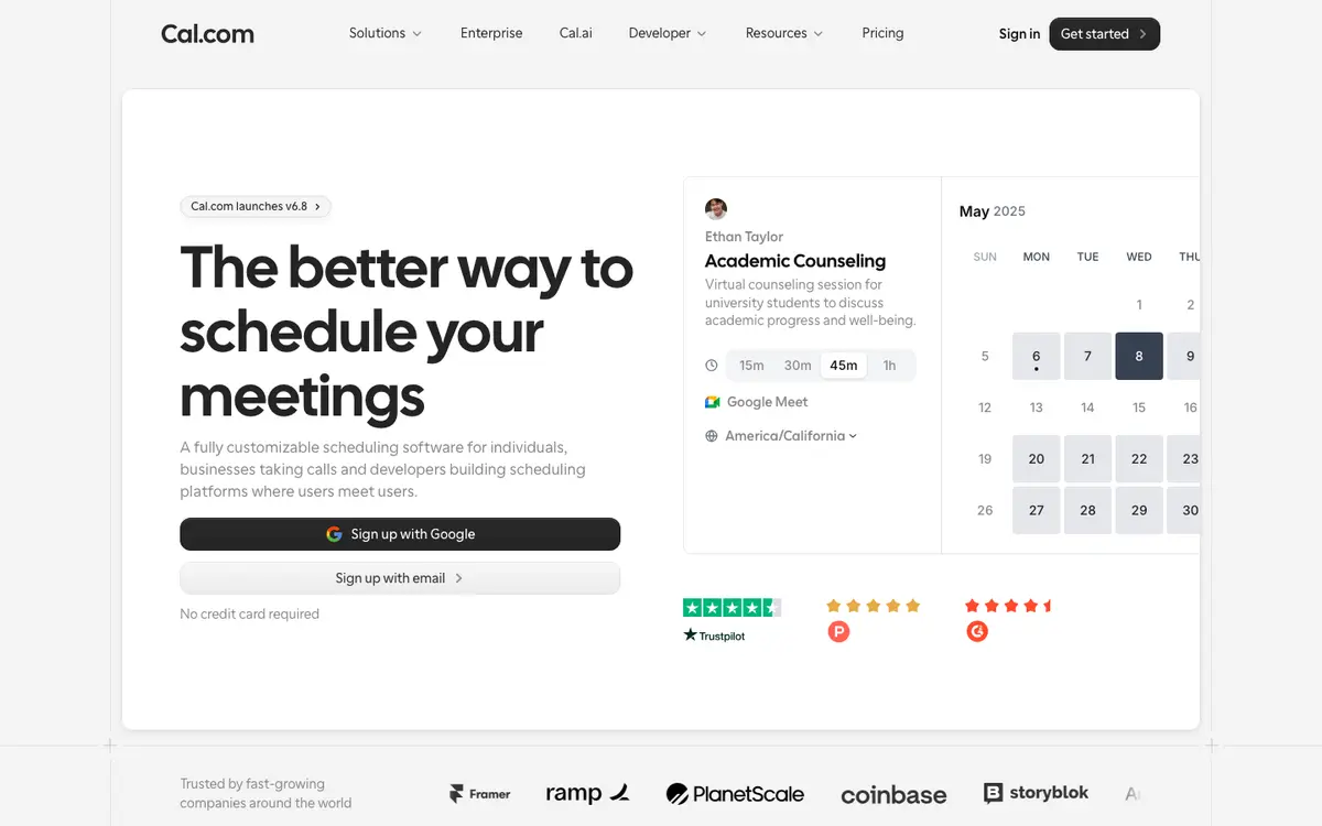 Cal.com homepage screenshot