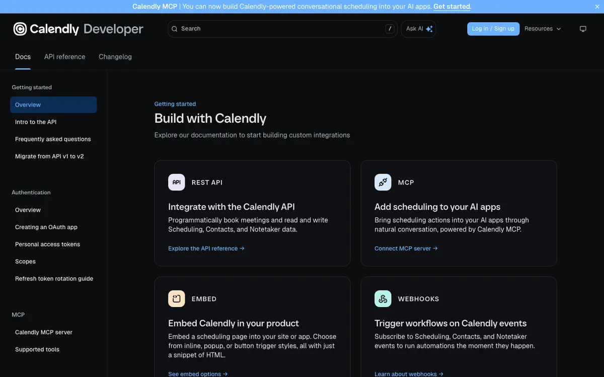 Calendly docs screenshot