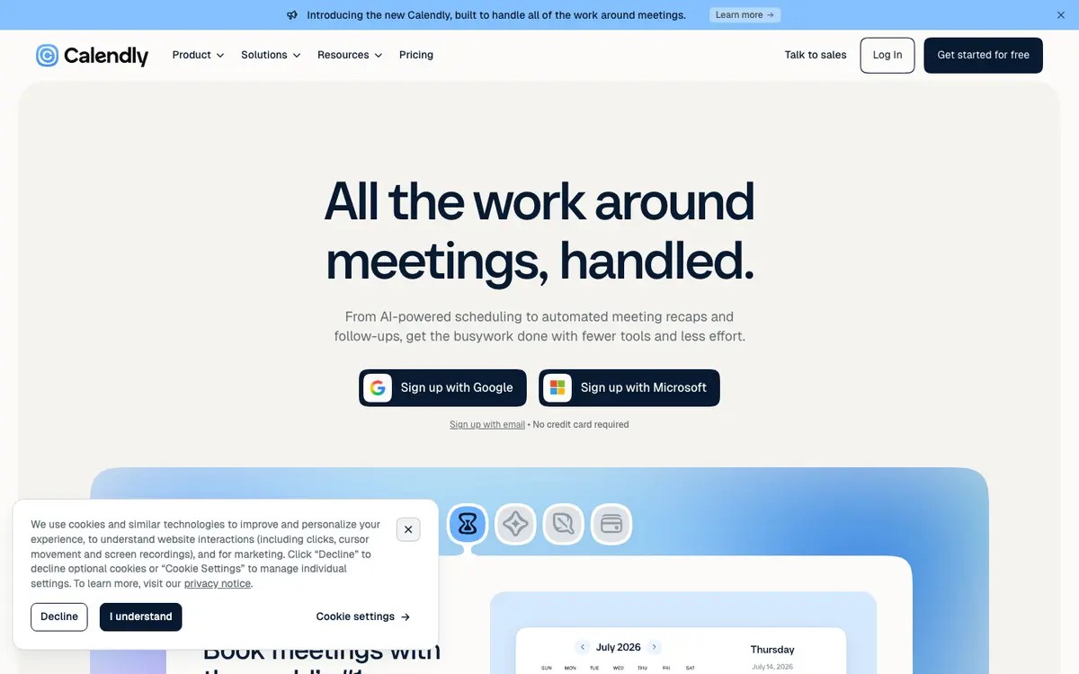 Calendly homepage screenshot