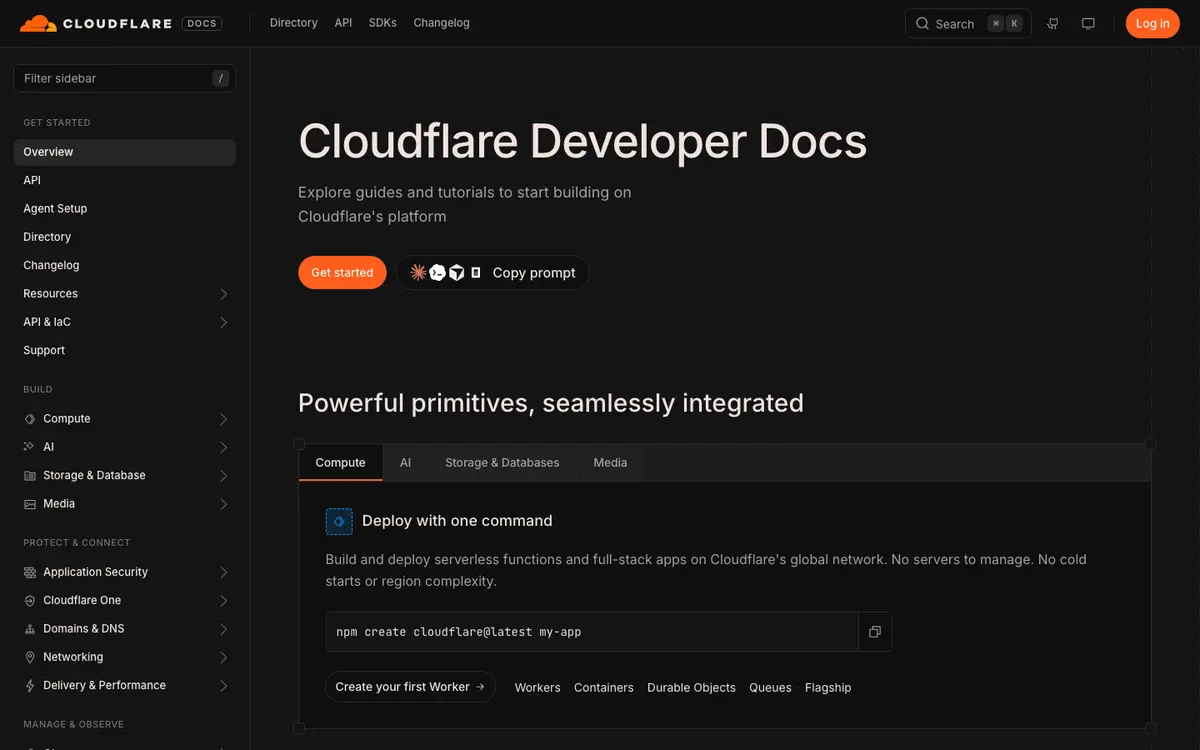 Cloudflare Workers docs screenshot