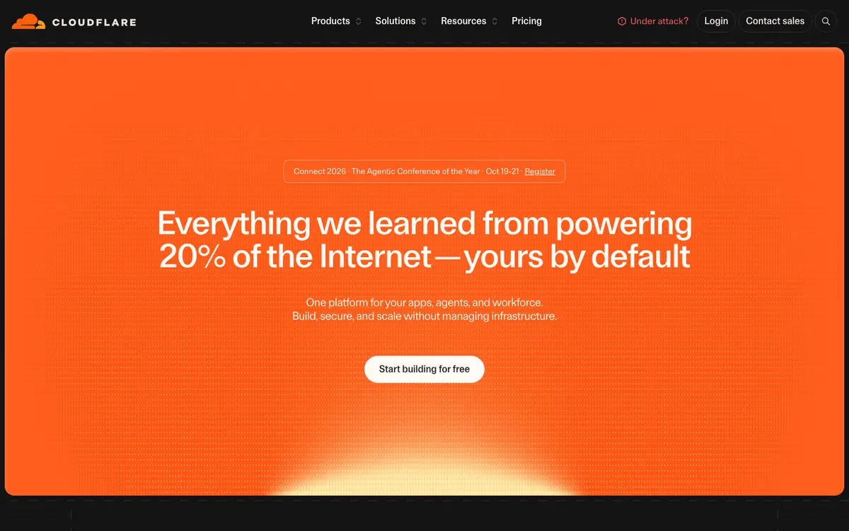Cloudflare Workers homepage screenshot