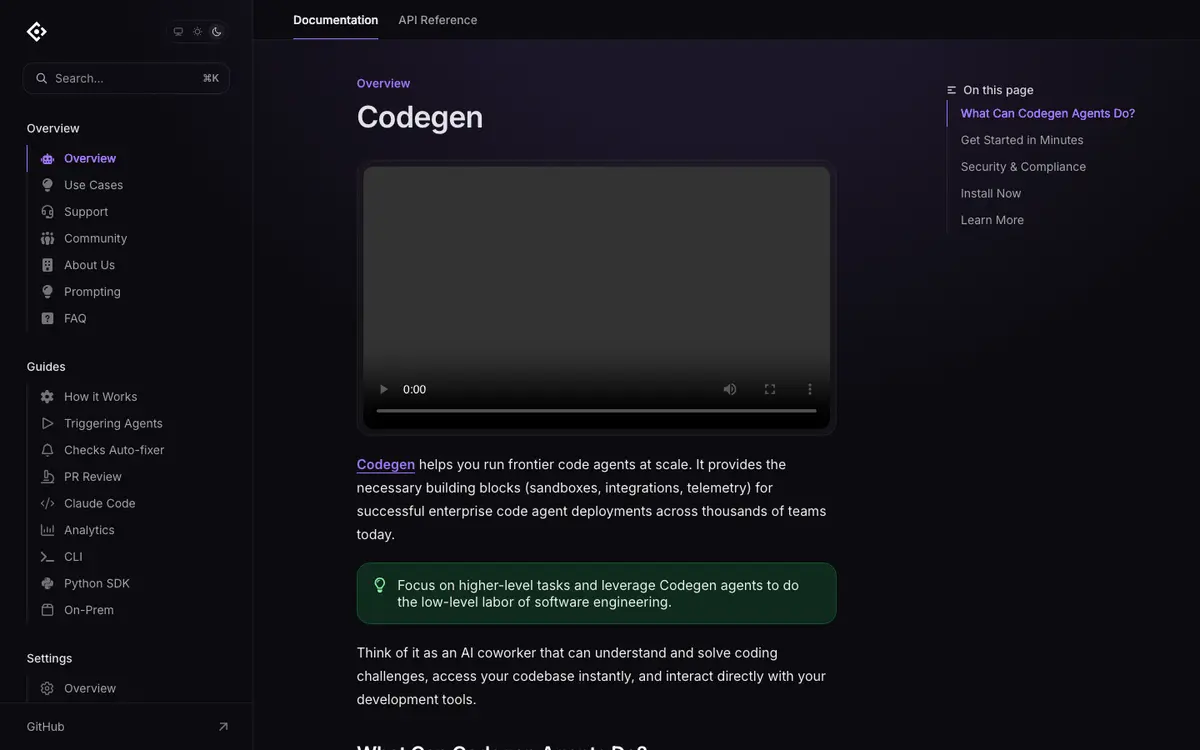 Codegen docs screenshot