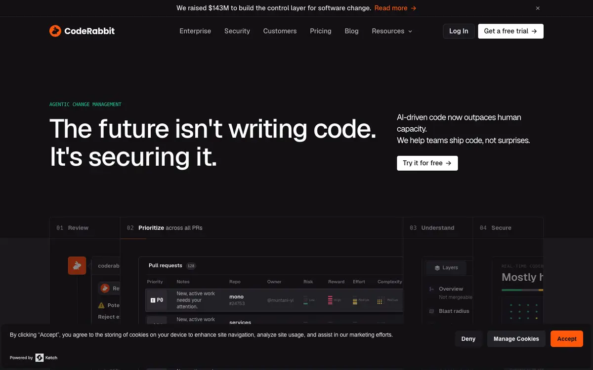 CodeRabbit homepage screenshot