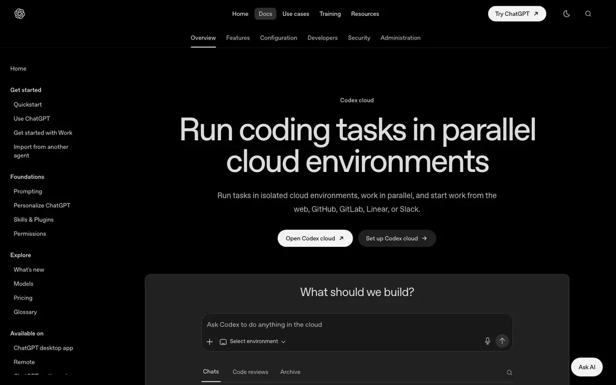 Codex docs screenshot