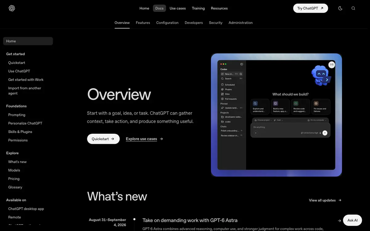 Codex homepage screenshot
