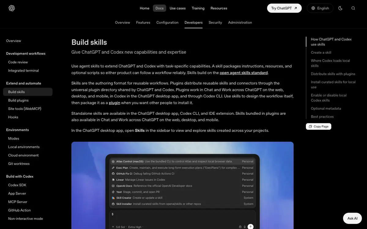 Codex Plugins docs screenshot