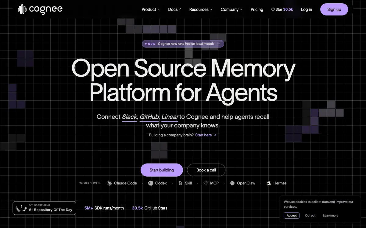 Cognee homepage screenshot