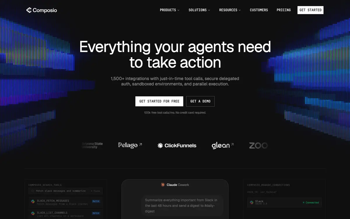 Composio homepage screenshot
