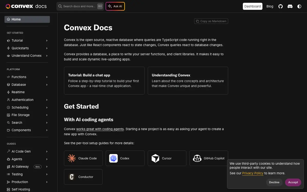 Convex docs screenshot