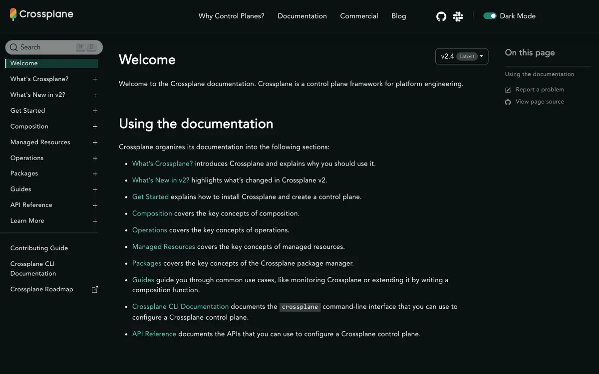 Crossplane docs screenshot