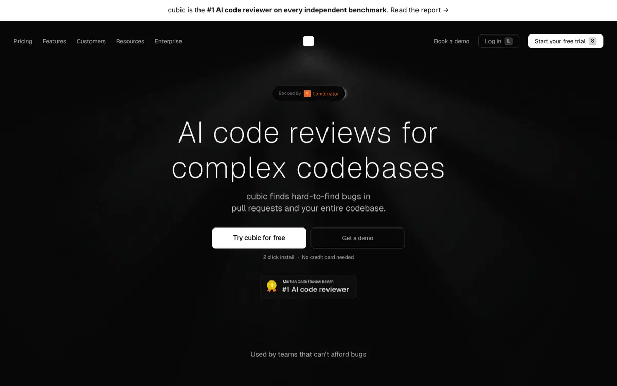 cubic homepage screenshot