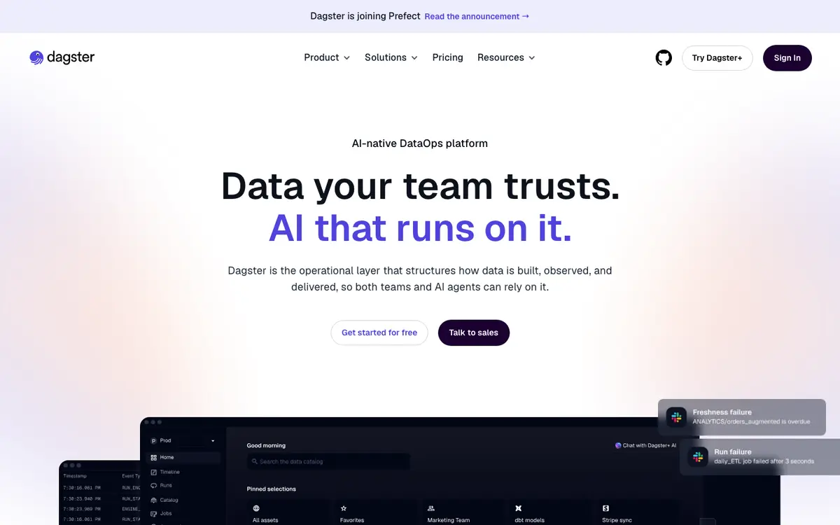Dagster homepage screenshot