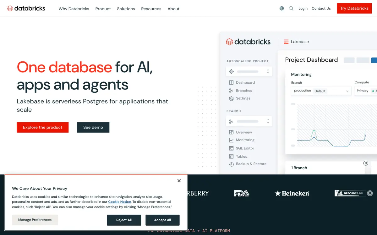 Databricks homepage screenshot