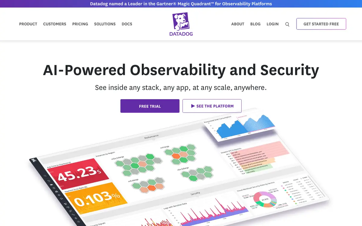Datadog homepage screenshot