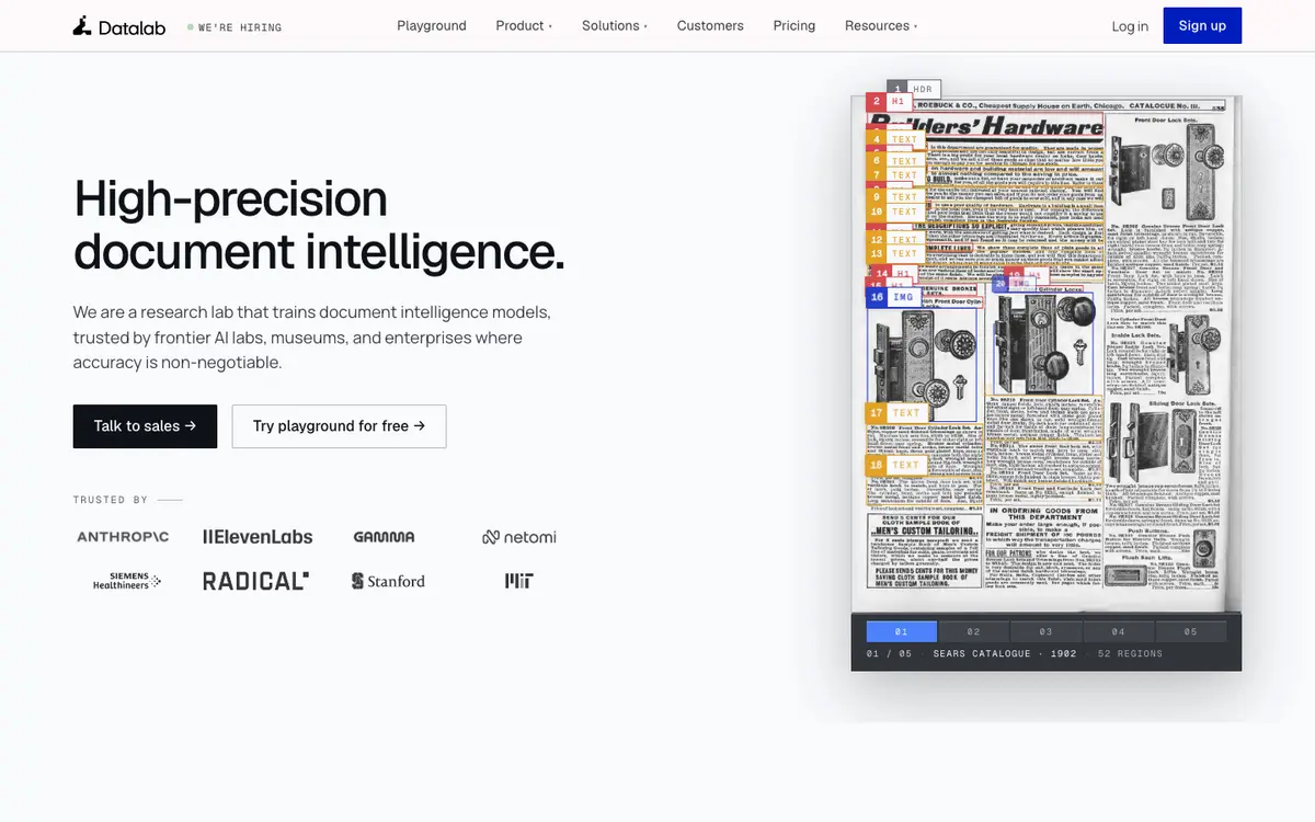 Datalab homepage screenshot