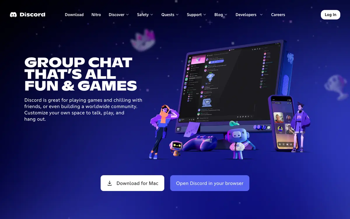 Discord homepage screenshot