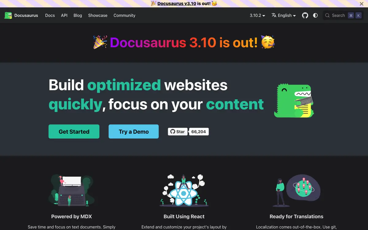 Docusaurus homepage screenshot