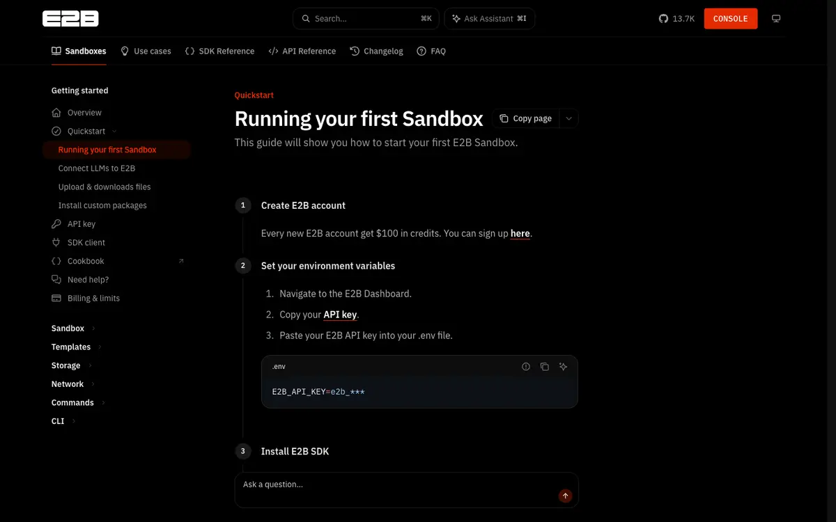 E2B docs screenshot