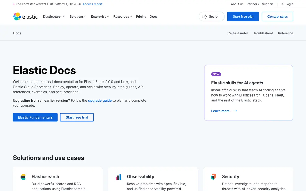 Elasticsearch docs screenshot