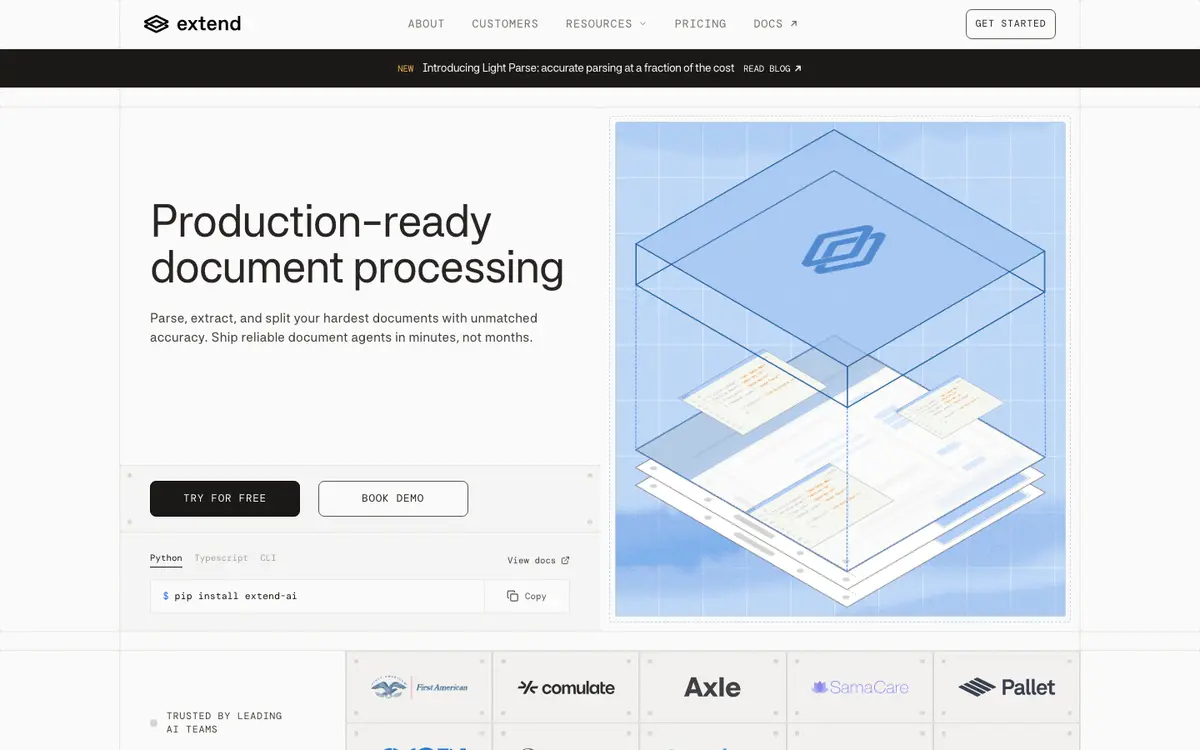 Extend homepage screenshot