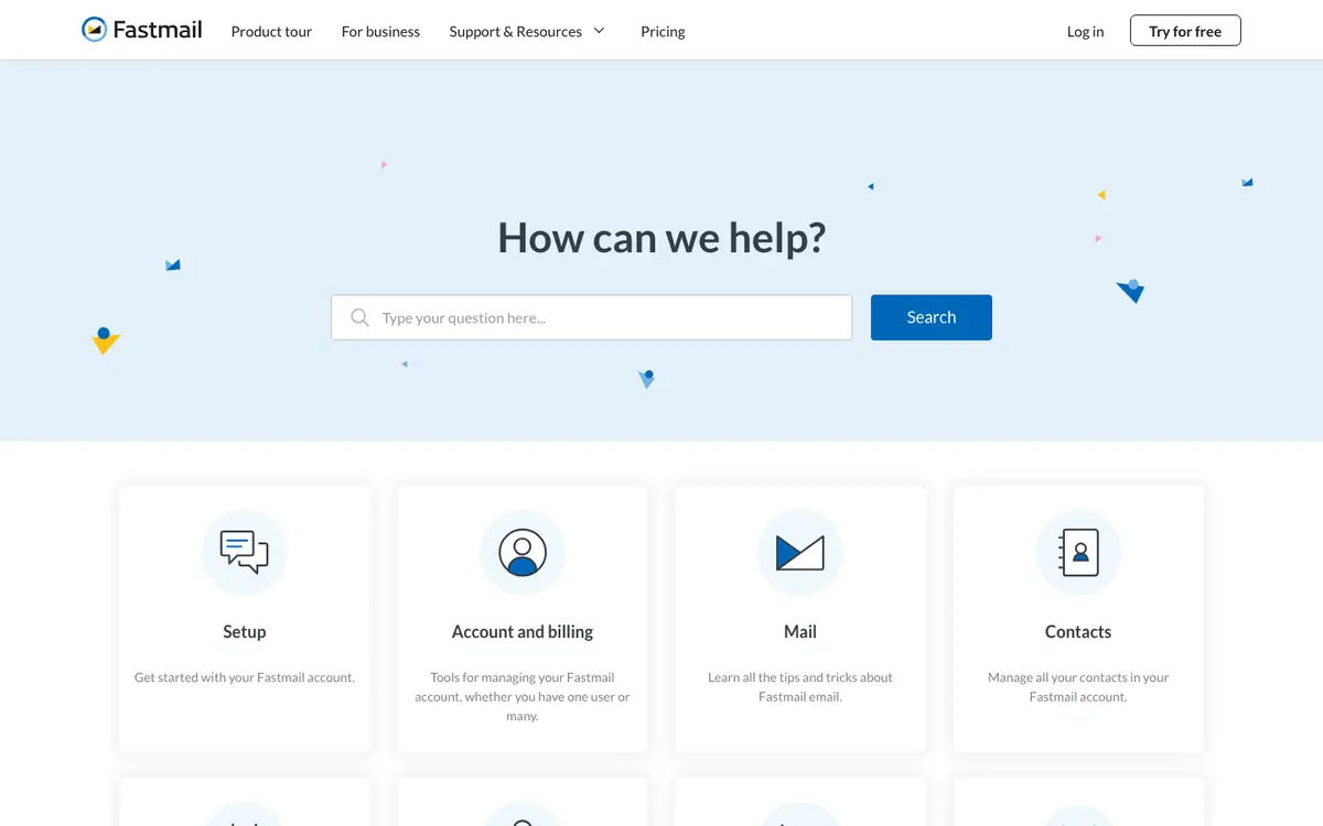 Fastmail docs screenshot
