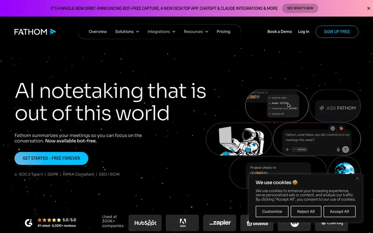 Fathom homepage screenshot