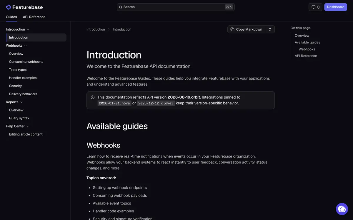 Featurebase docs screenshot