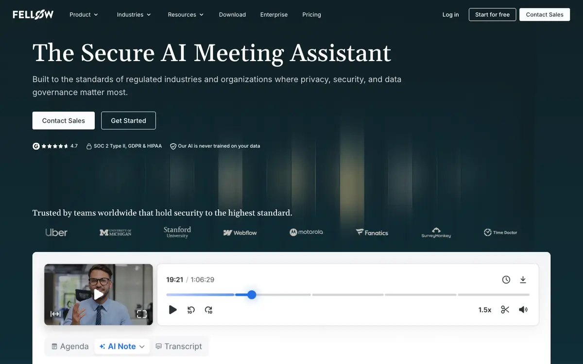 Fellow homepage screenshot
