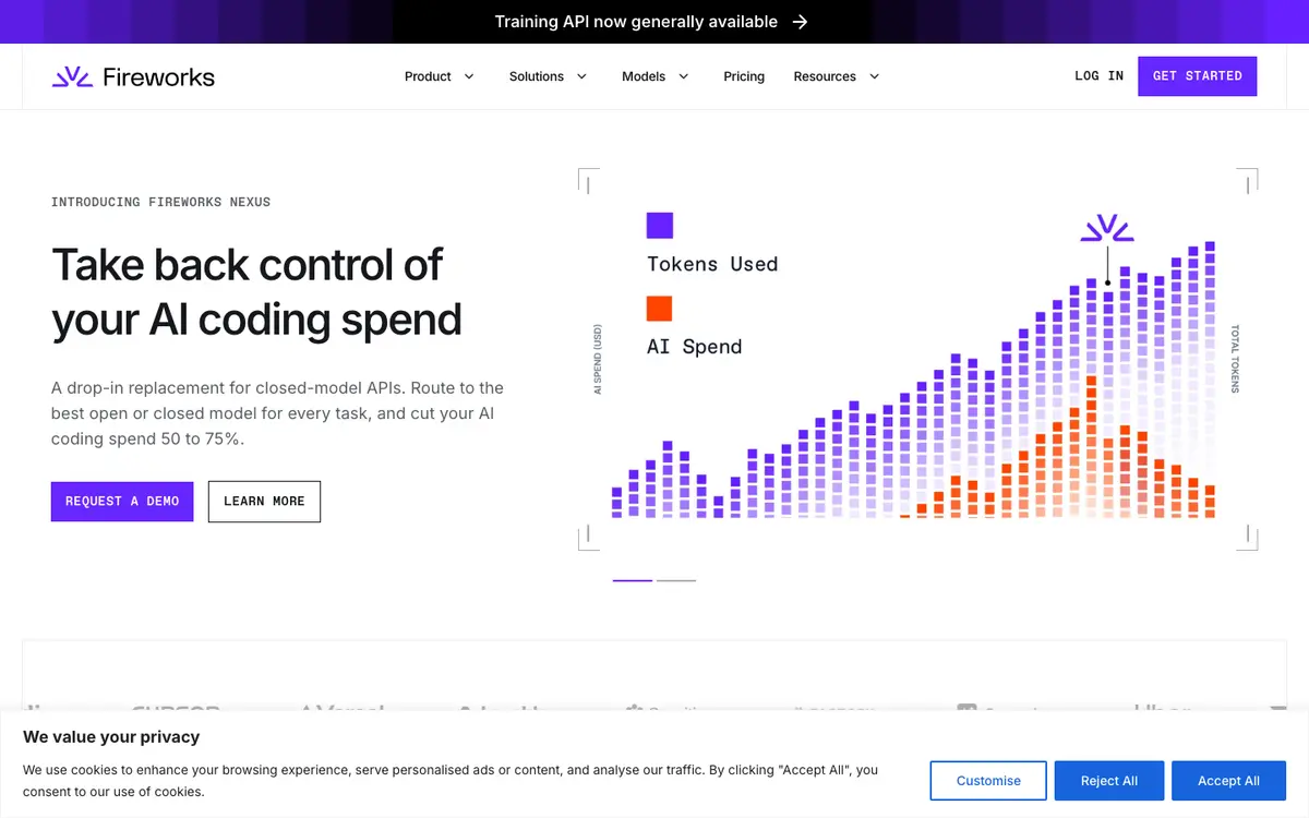 Fireworks AI homepage screenshot