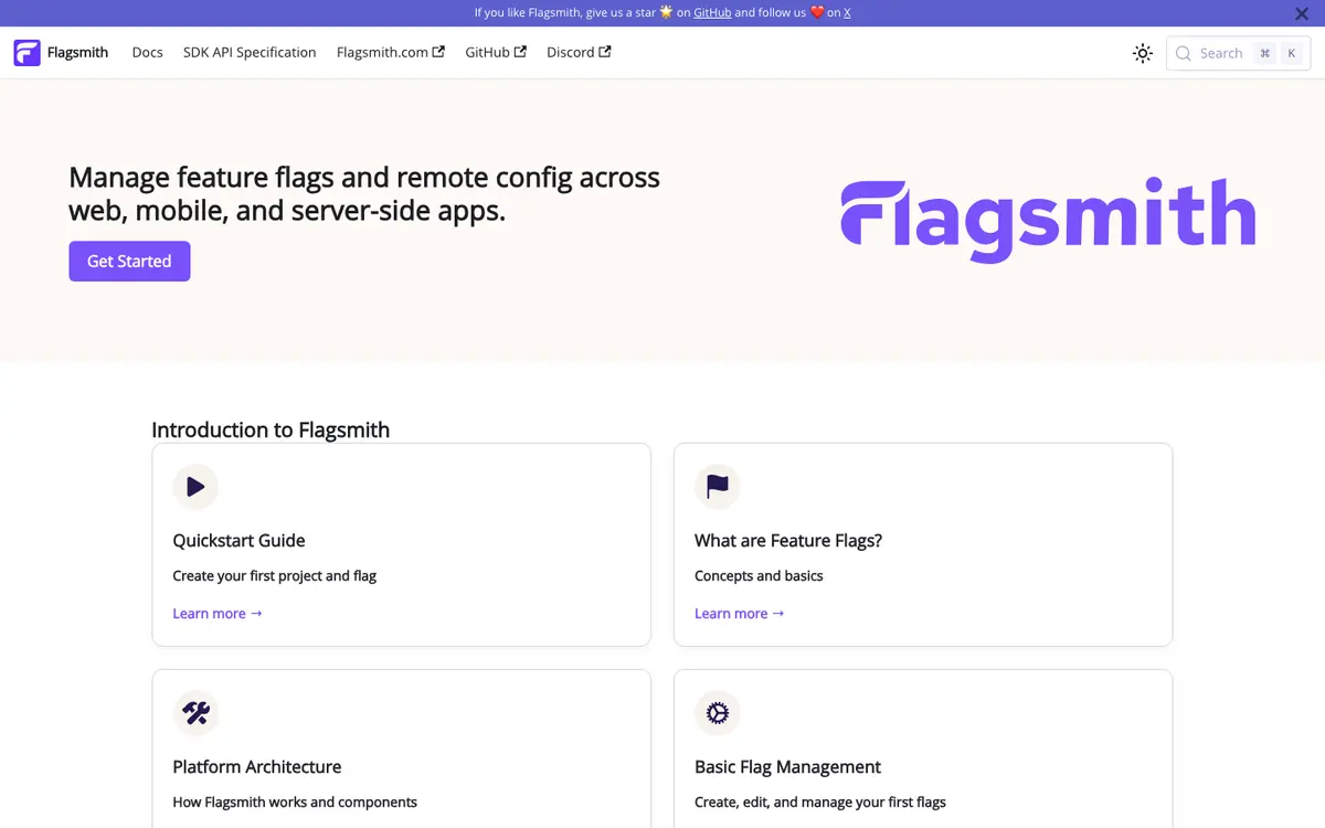 Flagsmith docs screenshot