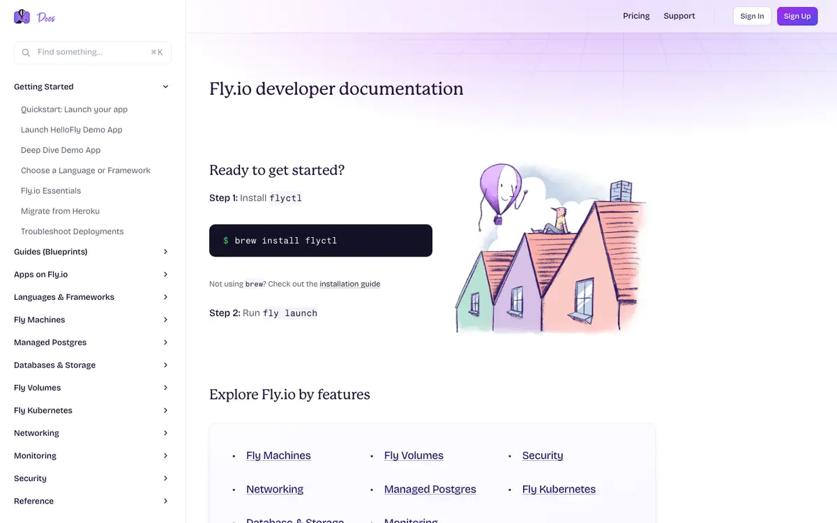 Fly.io docs screenshot