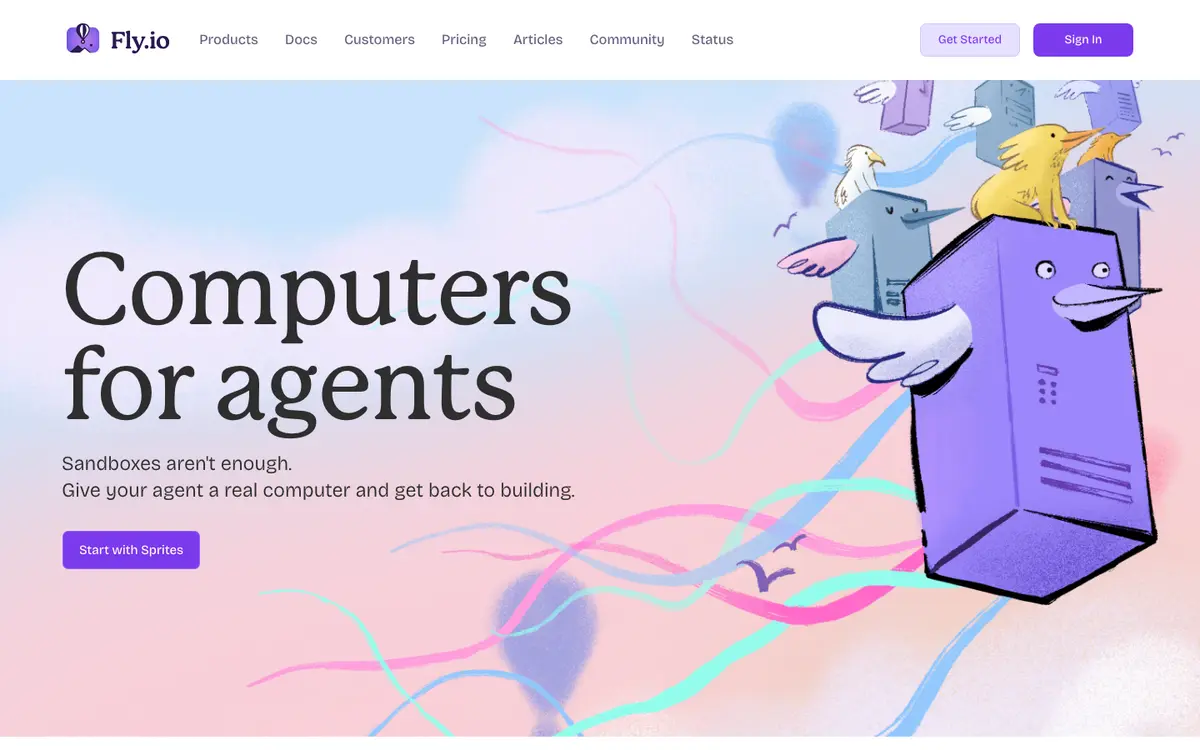 Fly.io homepage screenshot