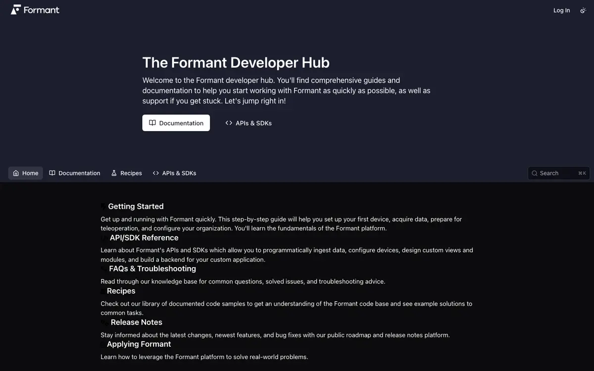 Formant docs screenshot