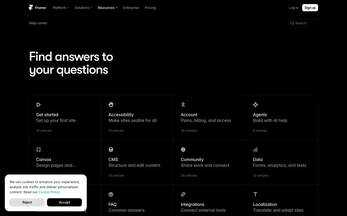 Framer docs screenshot