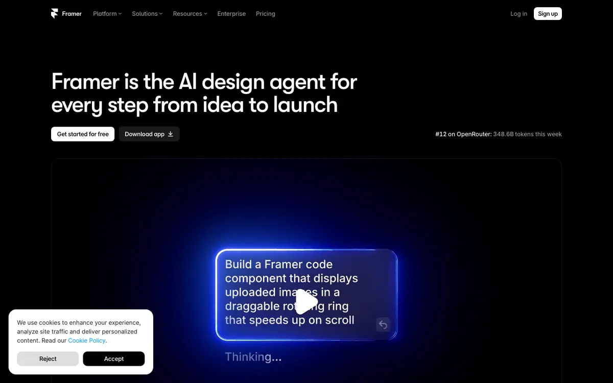 Framer homepage screenshot