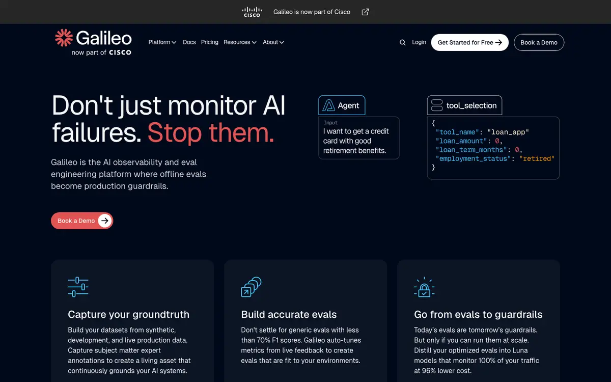 Galileo homepage screenshot